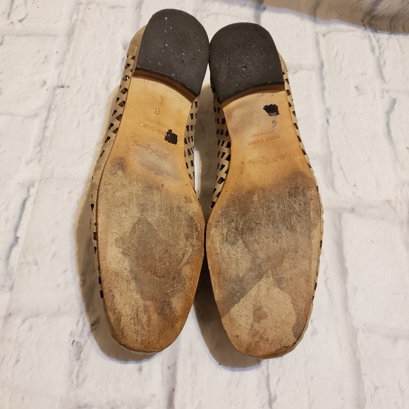 Sesto Meucci Lattice Perforated Flats Women's Size 8 Real Leather Gold - Picture 5 of 8